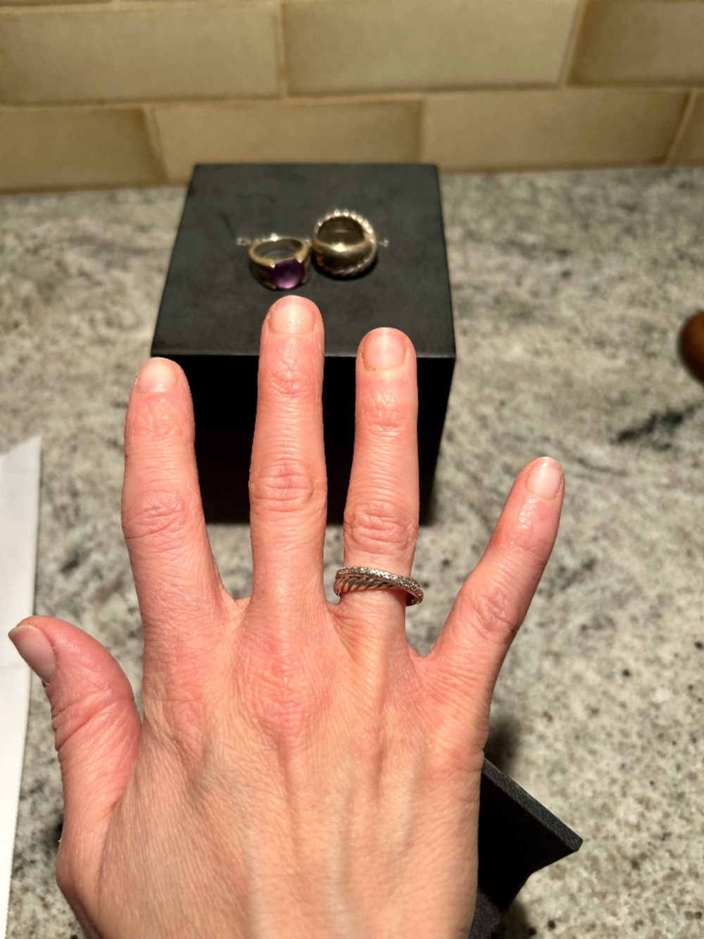 David Yurman crossover ring with diamonds